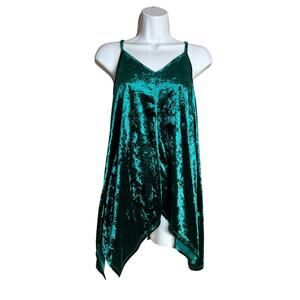 C Green Velvet Flowy Top L